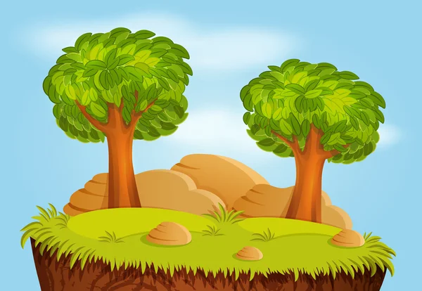 Paisaje natural con árboles y piedras para el fondo del juego — Archivo Imágenes Vectoriales