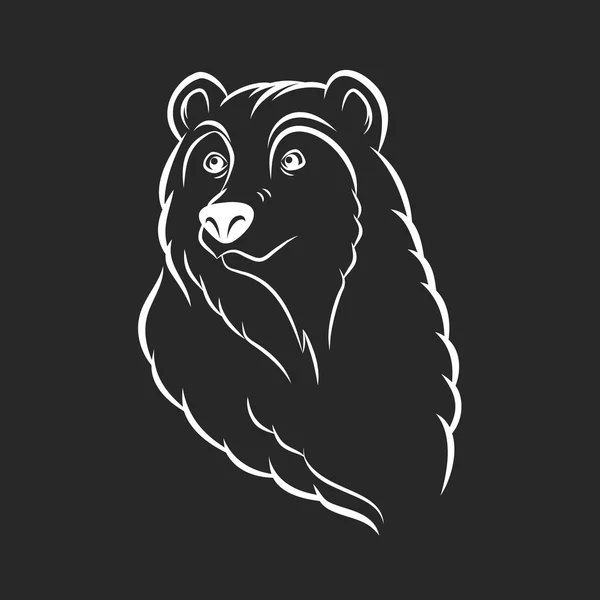 クマは、黒い背景にロゴ テンプレート エンブレムを頭します。 — ストックベクタ