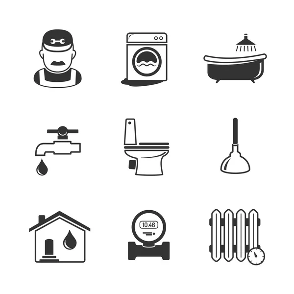 Lineare Symbole für Sanitär- und Ingenieurwesen — Stockvektor