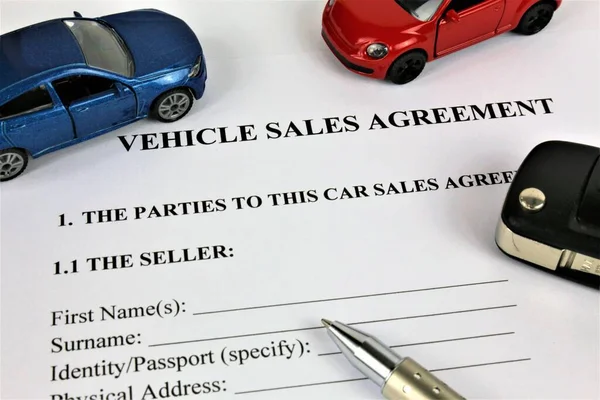 Ett Koncept Bilden Ett Bilförsäljningsavtal Royaltyfria Stockfoton