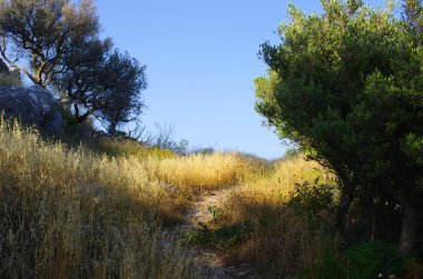 Hills yakınlarında Polyrrinia Köyü Girit - Yunanistan