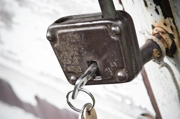 Old padlock with keys — Stock Photo, Image