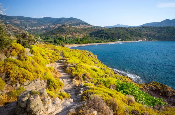 Litoral Panorâmica Uma Das Ilhas Gregas Lesbos — Fotografia de Stock