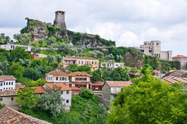 Scene with Kruja castle near Tirana, Albania clipart