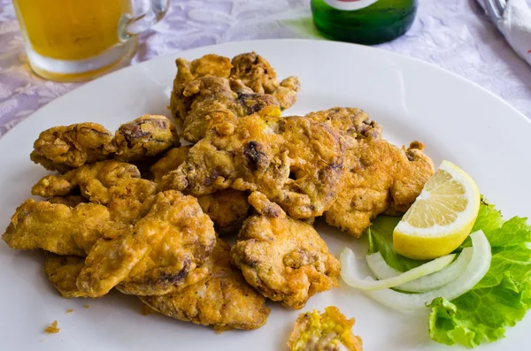 Fried brains of lamb - traditional Balkan dish — Stock Photo, Image