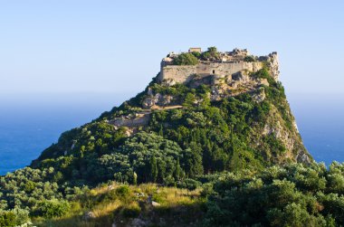 Kalıntıları Angelokastro kale - Corfu Island, Yunanistan