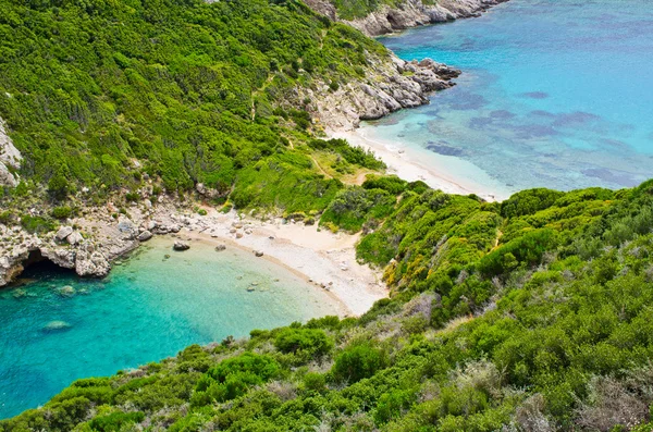 Famosa playa de Porto Timoni de 2 lados, Corfú, Grecia —  Fotos de Stock