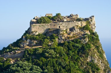 Kalıntıları Angelokastro kale - Corfu Island, Yunanistan