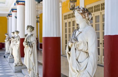 Statues in Achillion Palace in Corfu island, Greece clipart