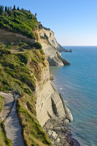 Cliffs near Perloulades village on Corfu island, Geece — Stock Photo, Image