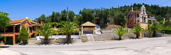 Vista panorámica en el antiguo pueblo - Klimatia, Corfú, Grecia —  Fotos de Stock