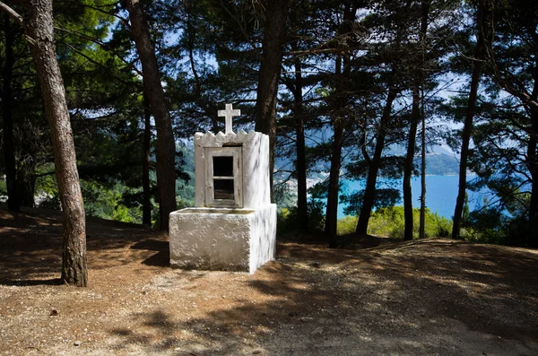 Kapliczka na wyspie Corfu, Grecja — Zdjęcie stockowe