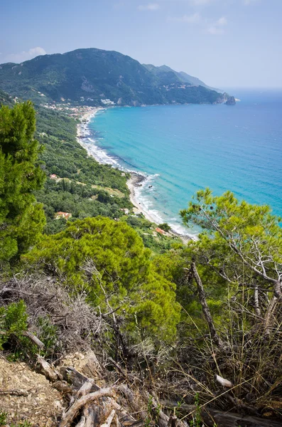 Sunny scenery near Agios Gordios, Corfu island, Greece — Stock Photo, Image