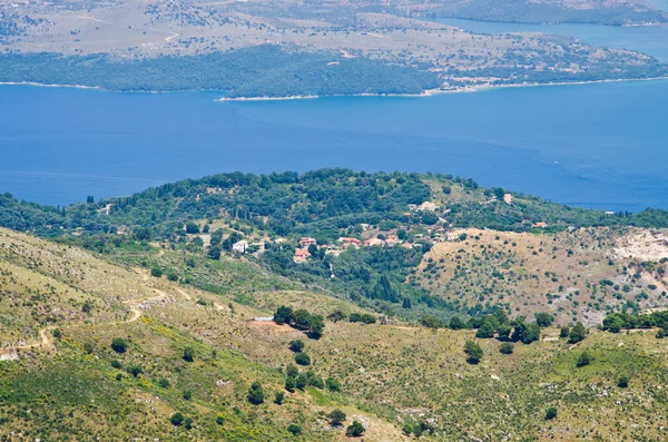 Landsacpe från berget, Korfu, Grekland — Stockfoto