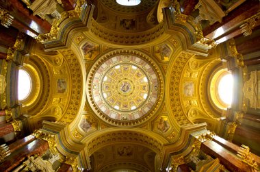 Interior of St Stephen's Basilica in Budapest, Hungary