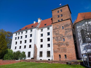 Berrak mavi gökyüzünün altındaki çarpıcı Polonya kalesini keşfet, Brzeg, Po