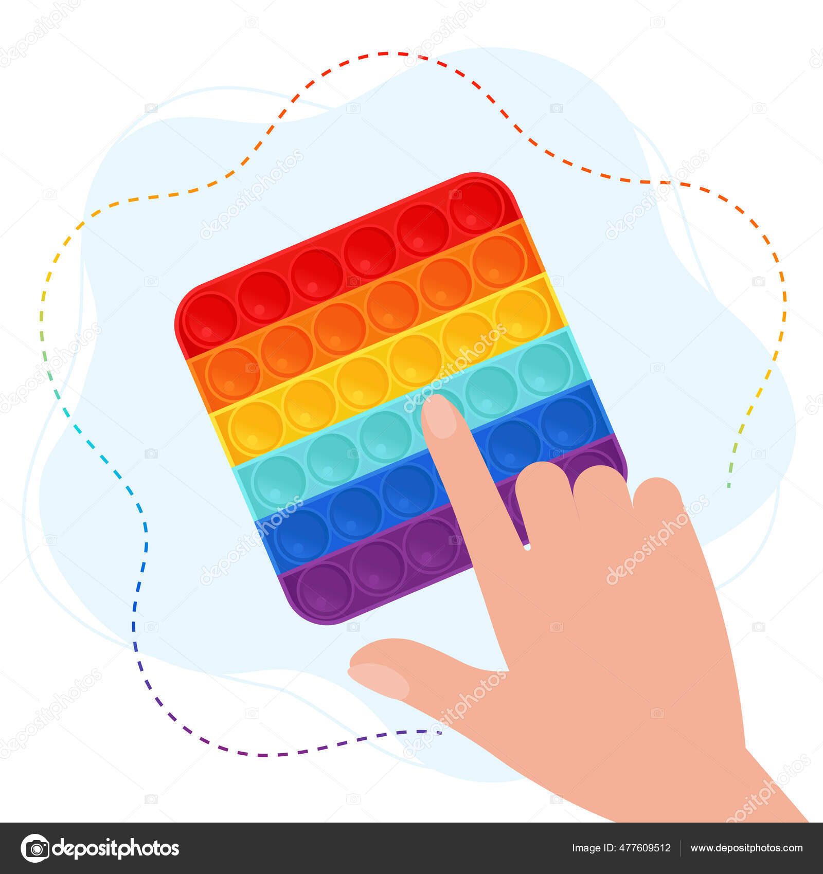 Trendy pop it fidget in Rainbow colors. Hand play with Sensory