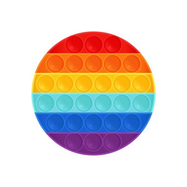 Gökkuşağı renklerinde kıpır kıpır. Duyusal stres önleyici oyuncak. Düz biçimli vektör çizimi, beyaz arkaplanda izole edilmiş