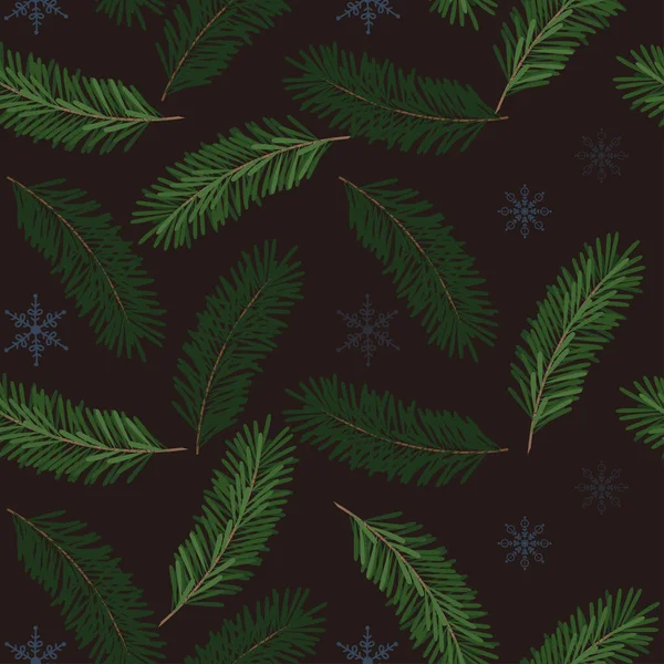 Modèle Sans Couture Noël Avec Branches Pin Flocons Neige Modèle — Image vectorielle