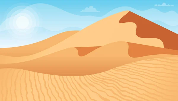 Wüstenlandschaft Mit Sanddünen Vektorillustration Flachen Stil — Stockvektor