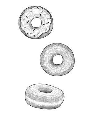 Elle çizilmiş tatlı bir çörek. Vektör illüstrasyonu