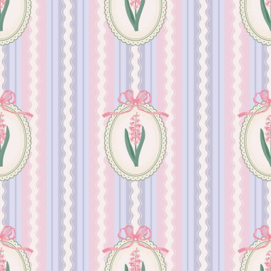 Çerçevesinde sümbül desenli çiçek deseni. Kumaş, duvar kağıdı veya ambalaj kağıdı için klasik Rustik Tasarım.