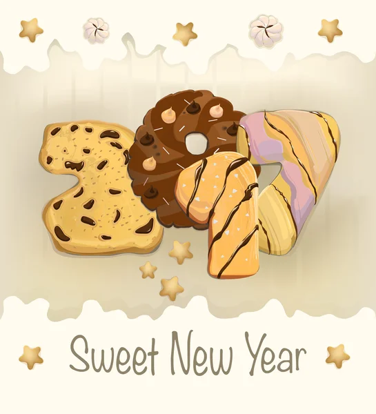 2017 Sweet νέο έτος ευχετήρια κάρτα. — Διανυσματικό Αρχείο
