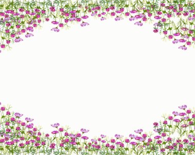 Yabani yonca çiçeklerinin çerçevesi veya arkaplanı