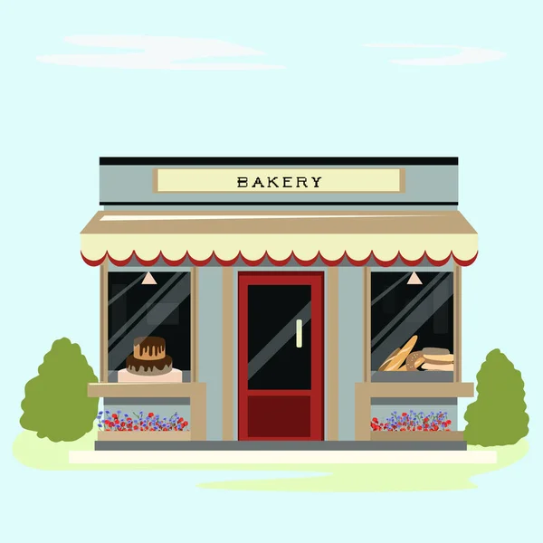 Άνετο Αρτοποιείο Όμορφα Παρτέρια Παπαρούνες Και Άνθη Καλαμποκιού — Διανυσματικό Αρχείο