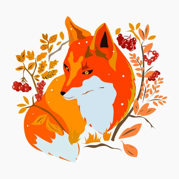 Red Fox Otoño Primera Nieve — Archivo Imágenes Vectoriales