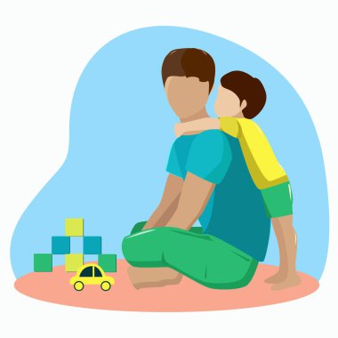 Bir çocuk babasıyla babalar gününü kucaklıyor.