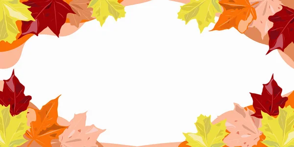 Hintergrund Mit Herbst Ahornblättern Orange Und Gelb Mit Weißem Hintergrund — Stockvektor