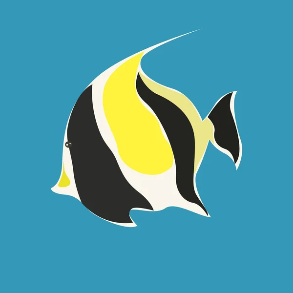 Тропічна Риба Мавританський Ідол Чорний Помаранчевим Елементом Дизайну — стоковий вектор