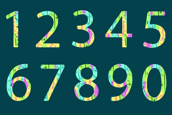 Set Stylized Numbers Bright Festive Blue Background — Stock Vector