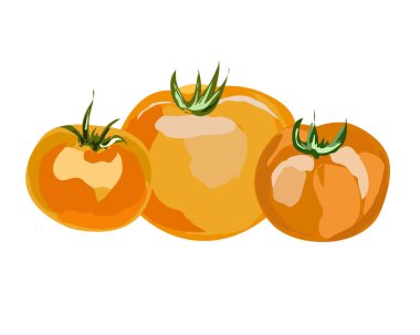 Beyaz arkaplanda turuncu ve sarı domatesler