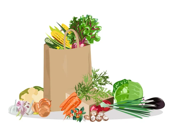 Χαρτοσακούλες Διάφορα Λαχανικά — Διανυσματικό Αρχείο