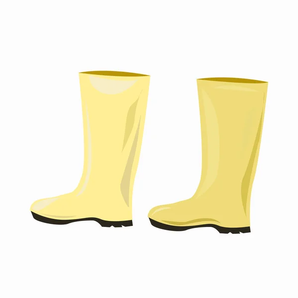 Pair Yellow Rubber Boots — Stock Vector