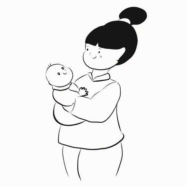 Mamma tiene il bambino tra le braccia — Vettoriale Stock