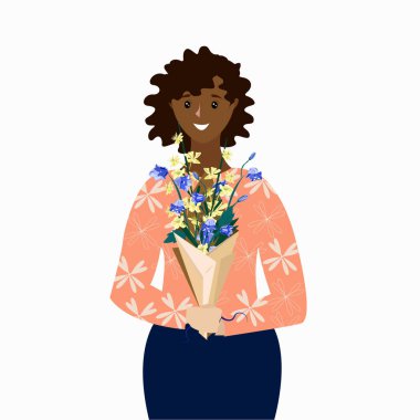 Elinde çanları ve çiçekleri olan bir kız