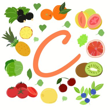 C vitamini içeren bir dizi ürün