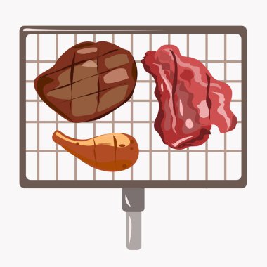 Izgara ızgara ve farklı türde et.