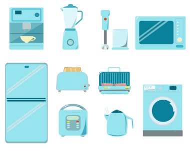 Mavi tonlarda mutfak aletleri.