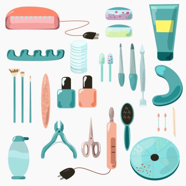 Manikür ve pedikür için bir takım aletler.