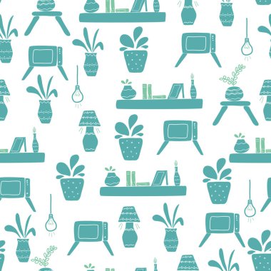 Oturma odasının iç malzemeleriyle kusursuz desen.