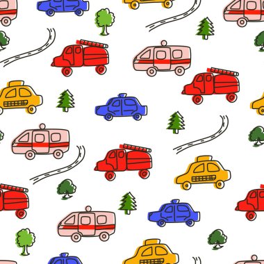 Çocuklar için ambulans, itfaiye ve polis arabalarıyla kusursuz bir düzen..