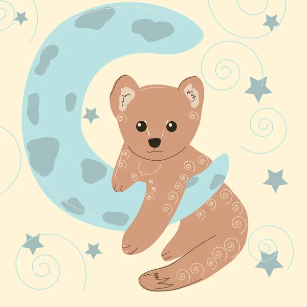 Ilustración Para Niños Sable Luna — Vector de stock