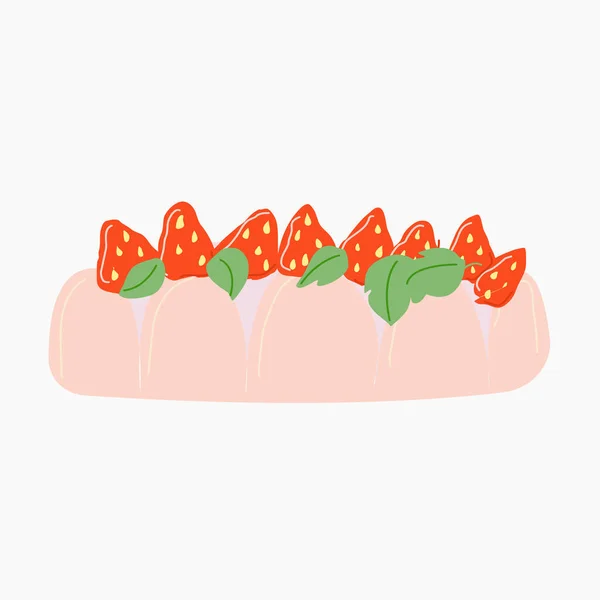Torta com morangos vermelhos frescos em um prato branco. — Vetor de Stock