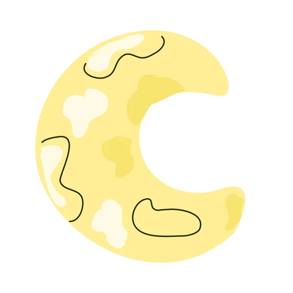 Ilustrasi Anak Bertekstur Bulan Kuning - Stok Vektor