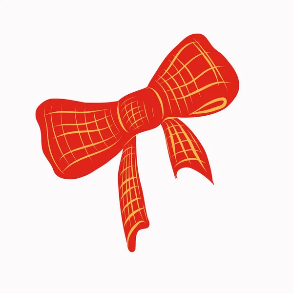 Arc Rouge Rayures Orange Ruban Élément Isolé Sur Fond Blanc — Image vectorielle