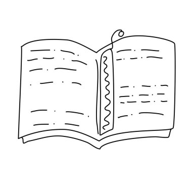A black-and-white doodle-style book.